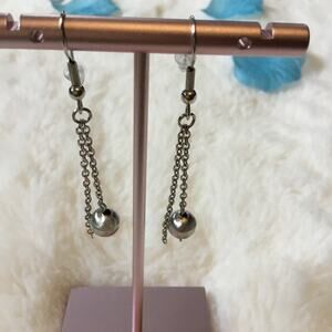 Silver Dangle Disco Balls Earrings